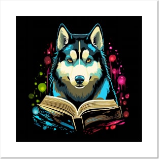 Siberian Husky Reads Book Posters and Art